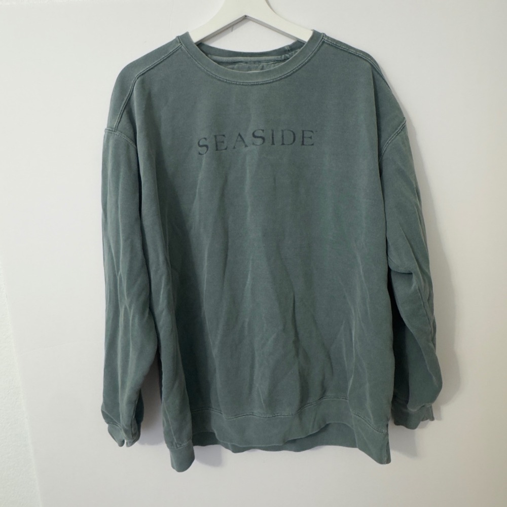 Seaside Florida Crewneck Sweatshirt Unisex XL Teal Graphic Pullover Coastal